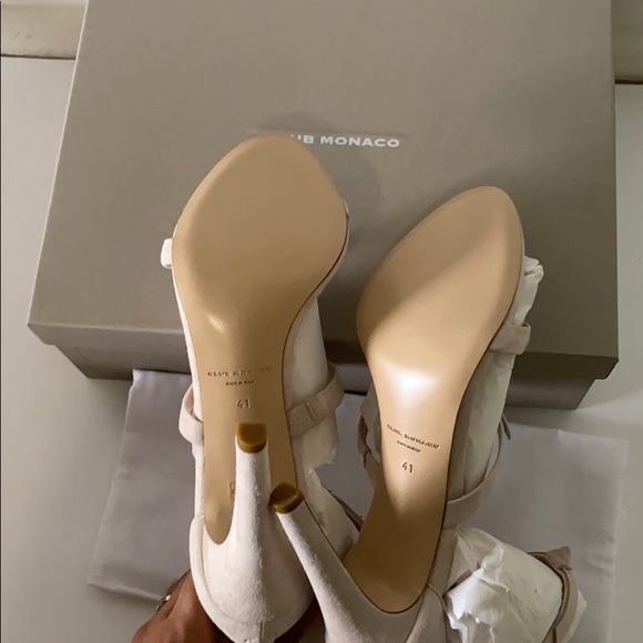 NIB Club Monaco Nude Bow Cedrika Sandals Heels - Picture 16 of 16